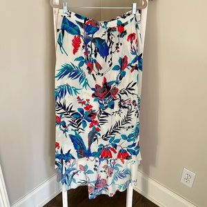 Anthro Silk Floral High Low Maxi Skirt size Medium